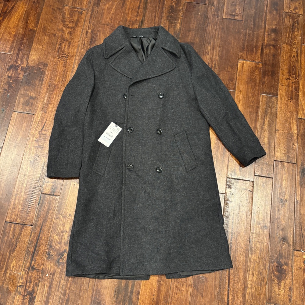 NWT | Zara Men's Double-Breasted Wool Blend Coat | Size: Large
